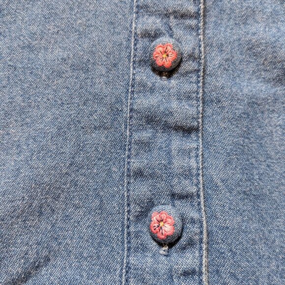 Vintage Northern Reflection Cotton Denim Embroidered Wildflower Midi Dress - Picture 7 of 13